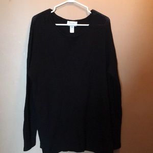 Kersh Black Ladies XXL Wool Blend Long Sleeve Top